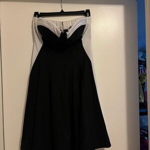 Elegant Black and White Strapless Dress